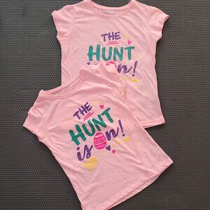 2 x child girl's pink t-shirts - Size M, L   Worn once.